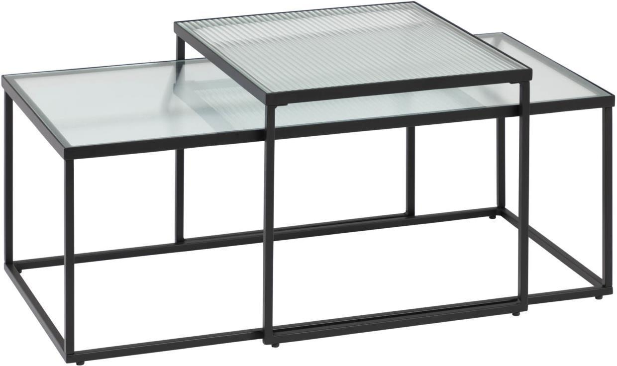 Sofabord Kaffebord Kave Home Akemi Hærdet Glas Og Stål Sort Klar 100x55x43 Cm