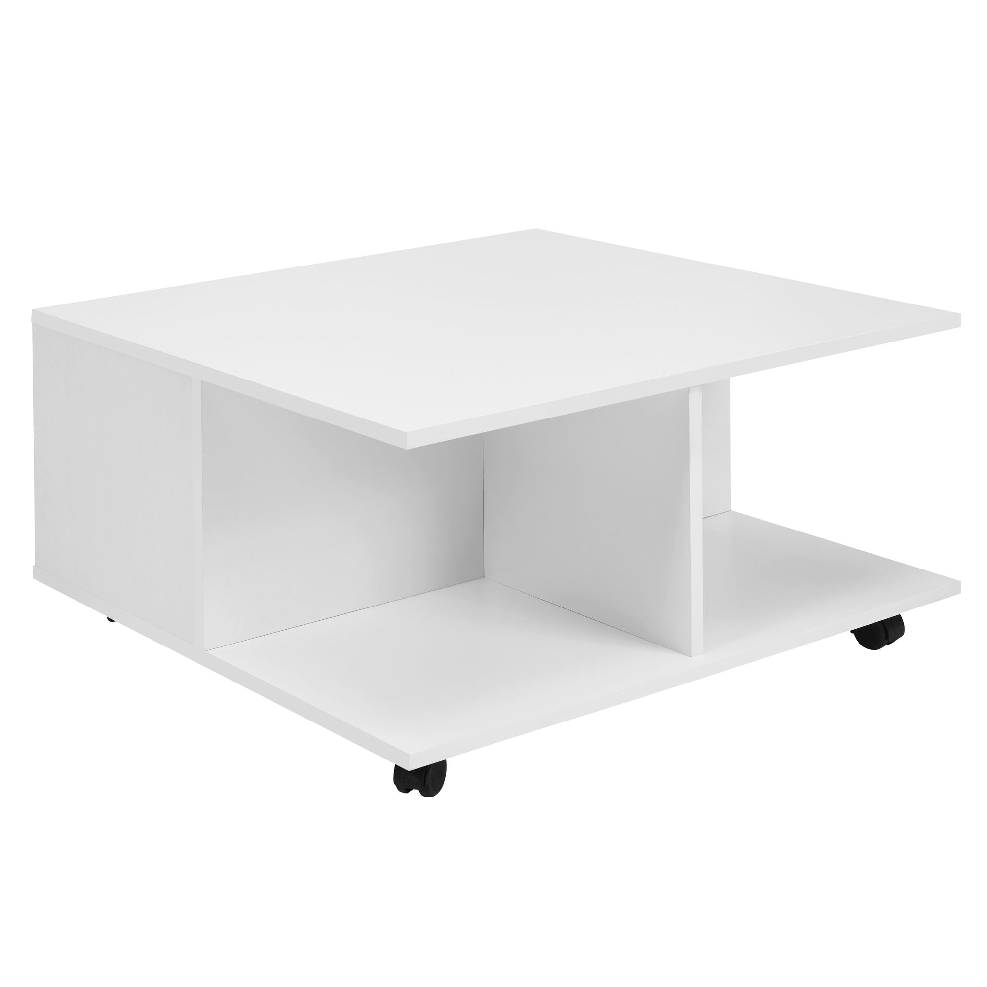 Sofabord Med Hjul Og   Skuffer  70x36x70 Cm  Hvid