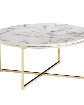 Sofabord Med Marmor-look  80x36x80 Cm  Hvid