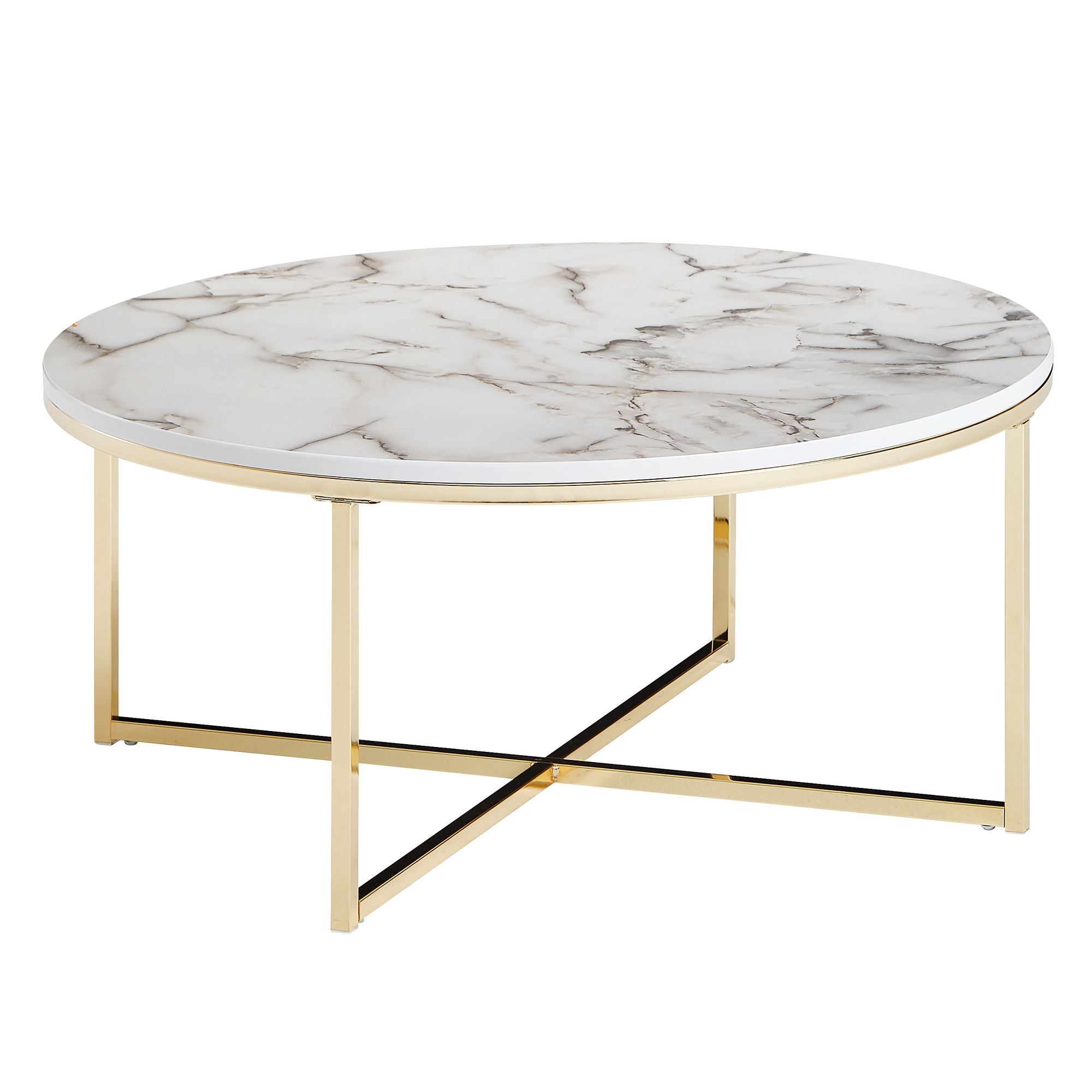Sofabord Med Marmor-look  80x36x80 Cm  Hvid