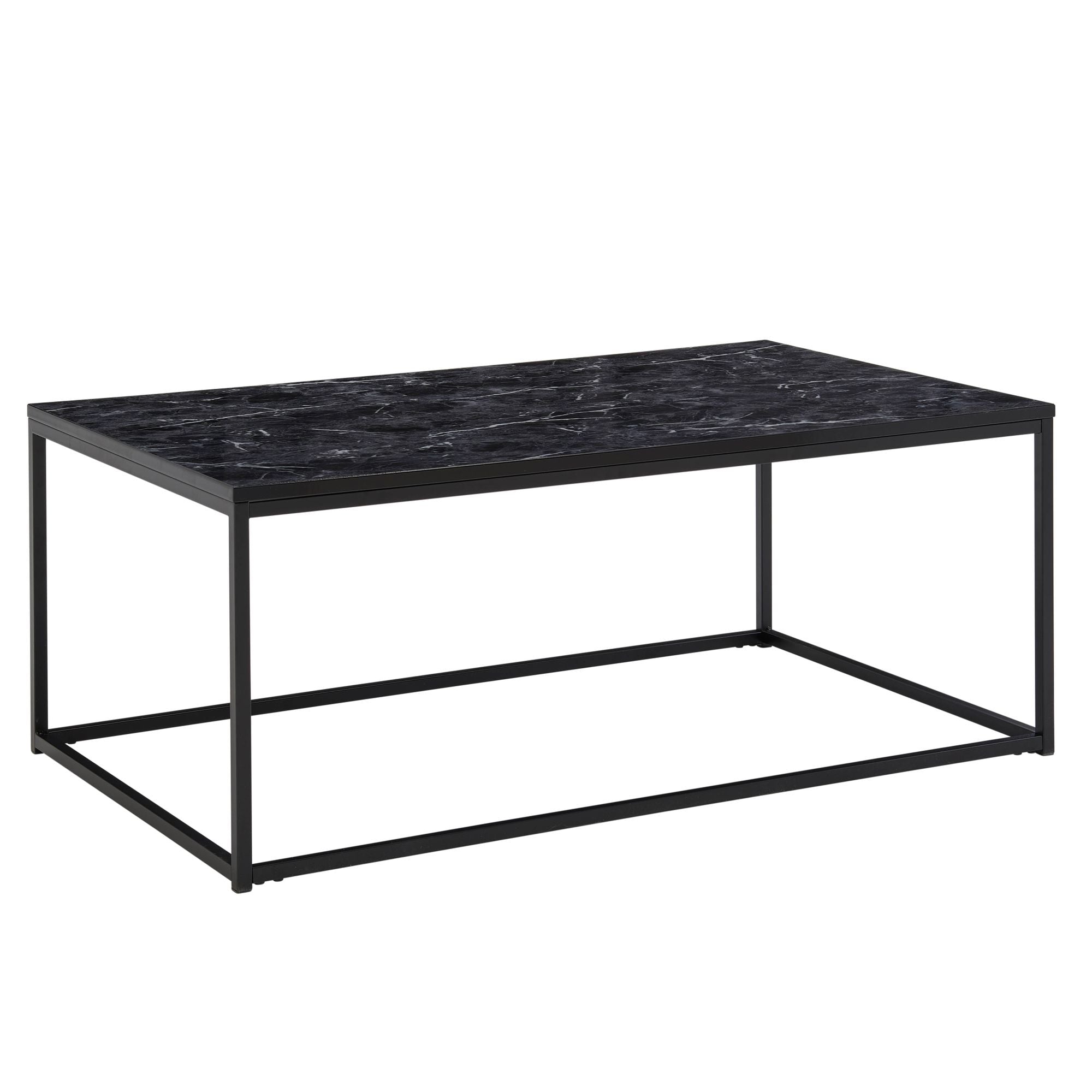 Sofabord Med Marmor-look   100x60x40 Cm  Sort