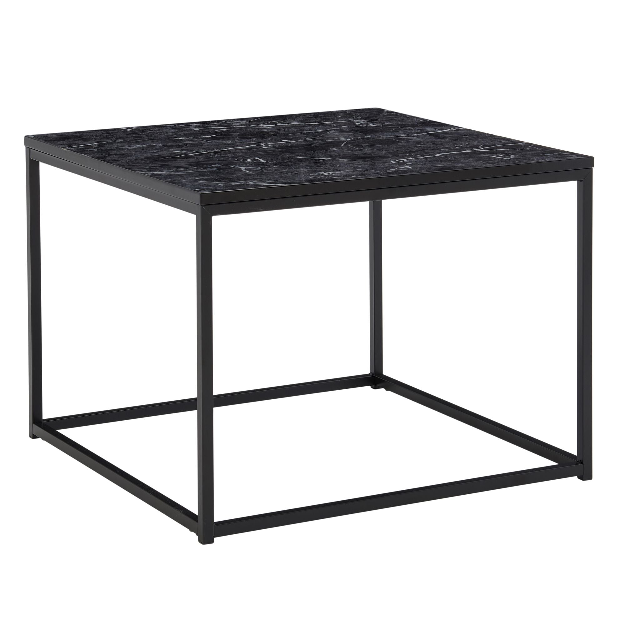 Sofabord Med Marmorlook  60x60x45 Cm  Sort