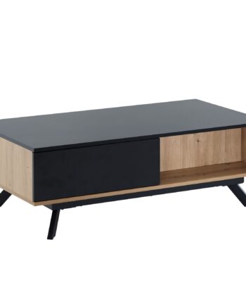 Sofabord Med Skuffer  Naturfarvet Eg Og Sort  Japandi-look  110x60x38 Cm