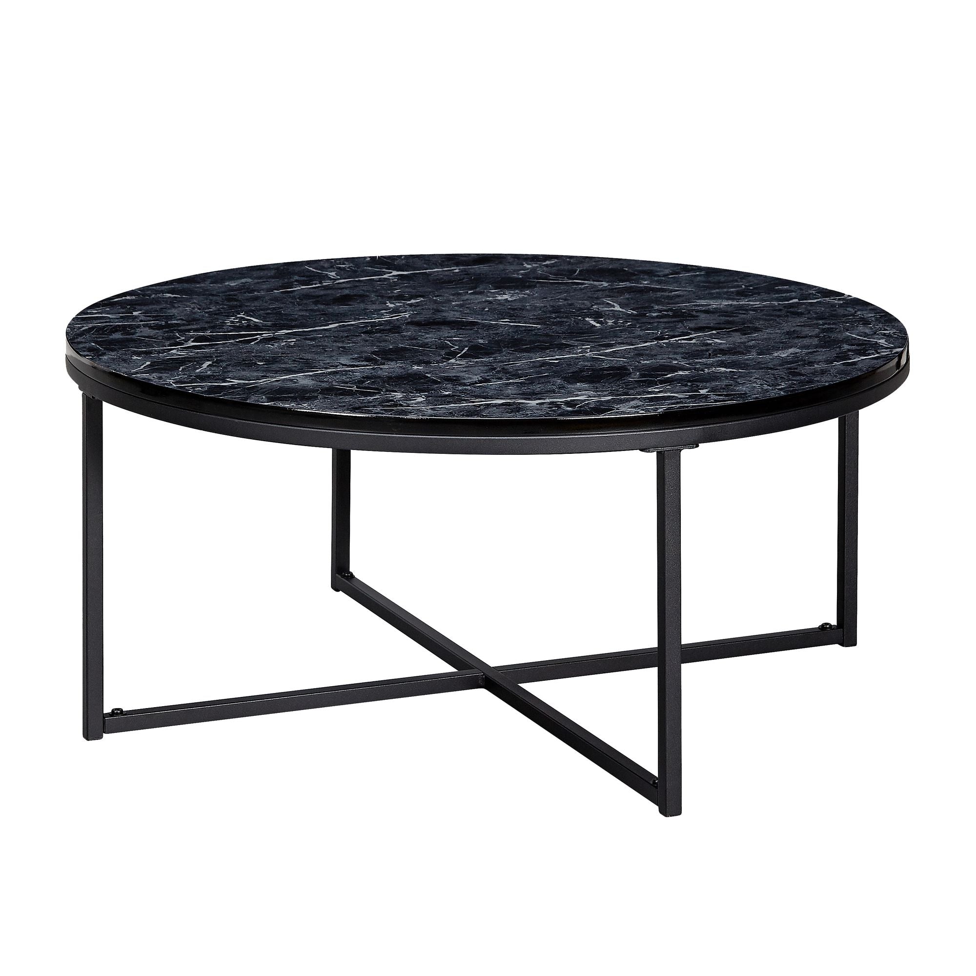 Sofabord Med Sort Marmor-look  80x36x80 Cm