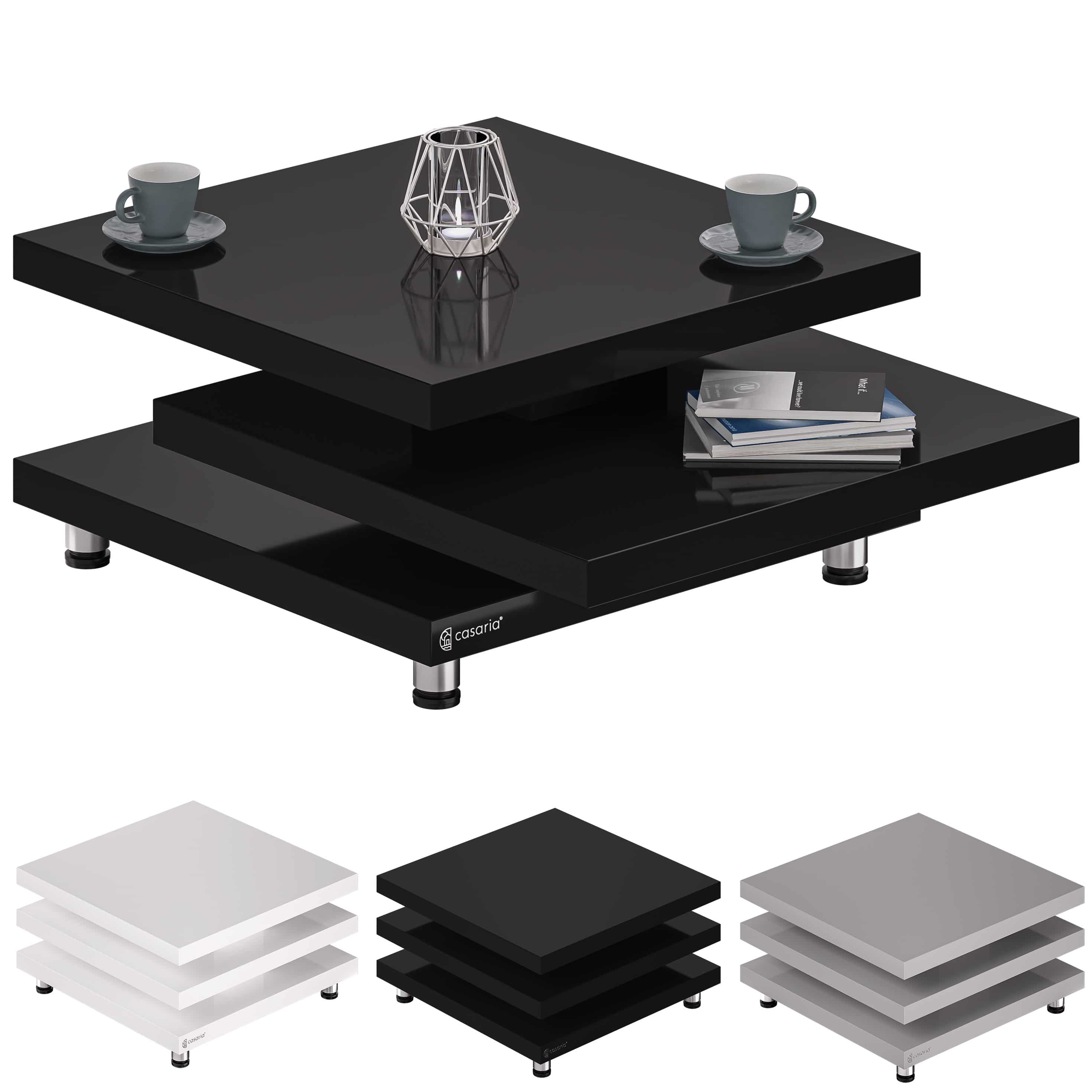 Sofabord New York Sort 72x72cm Justerbart