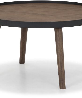 Sofabord Nielsen Design Hasseris Loungebord ø80 Cm   Valnødfinér Med Massiv Valnød Og Metalramme