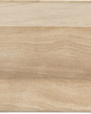 Sofabord Noble Fra Zuiver Stenlysgrå Beton Loungebord Med Marmorpapirfinish Og Travertineffekt H35xb50xl100 Cm
