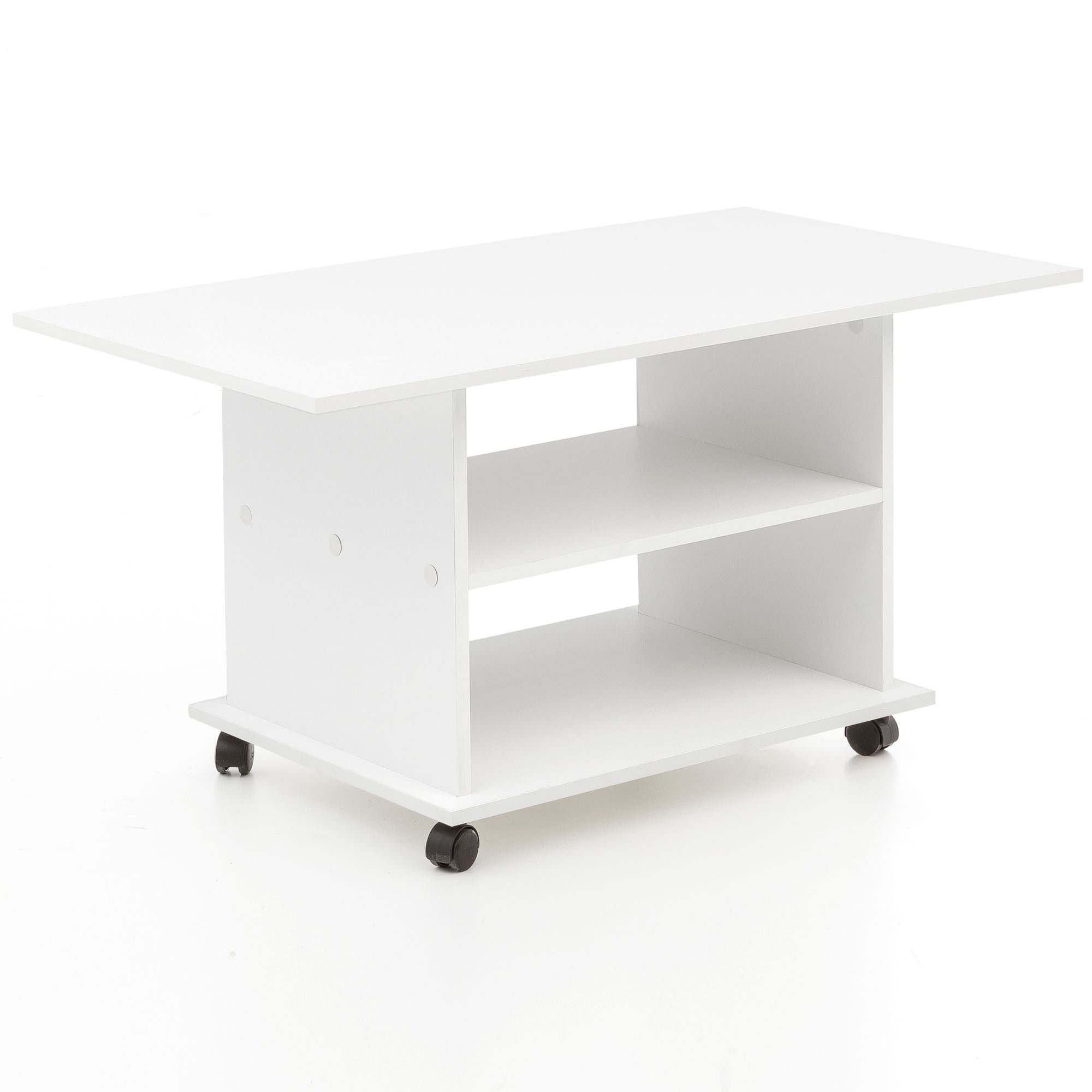 Sofabord På Hjul  95x51x55 Cm  Hvid