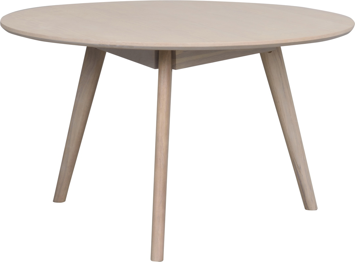 Sofabord Rowico Yumi ø90 H53 Cm Hvidkalk Mdf Med Egetræsfiner Massivt Egetræ