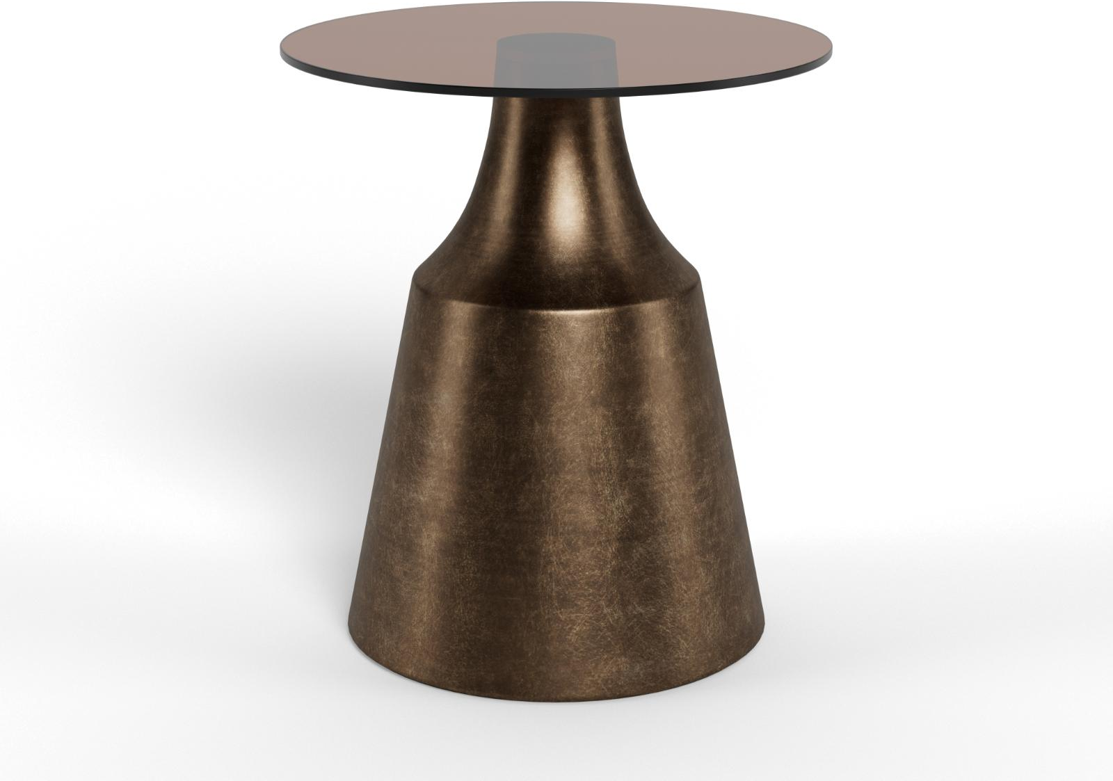 Sofabord Sidebord Signature Dano ø45 Cm H47 Cm Rund Brun Hærdet Glas Børstet Bronzefarvet Stål