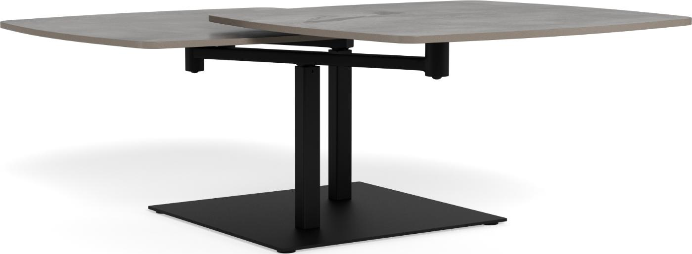 Sofabord Signature Carvo Grå Batis-polished Bordplade Roterende Top Mat Sort Stel 122 70 Cm