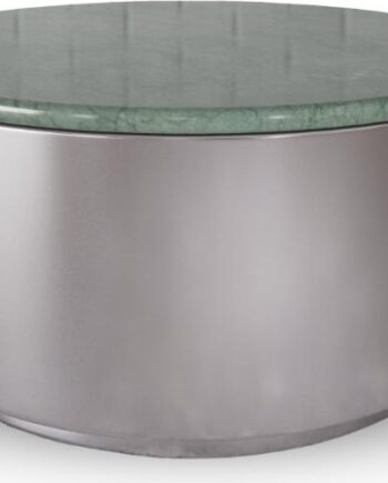 Sofabord Signature Corvina  Rund ø80 Cm Grøn Guatemala-marmor   Børstet Nikkel Søjlestel