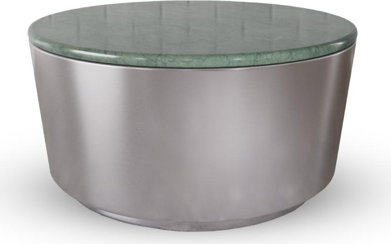 Sofabord Signature Corvina Rund ø80 Cm Grøn Guatemala-marmor Børstet Nikkel Søjlestel