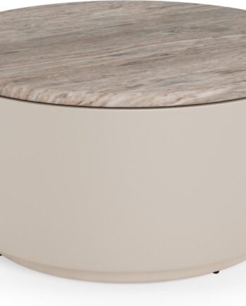 Sofabord Signature Corvina ø80    H41   Cm   Poleret Grå Toronto-marmor   Gråt Stål