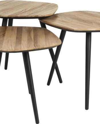 Sofabord Studio White Cuties   Mørk Sand Loungebord   Teakfiner Og Sort Jern  46x42x40 Cm