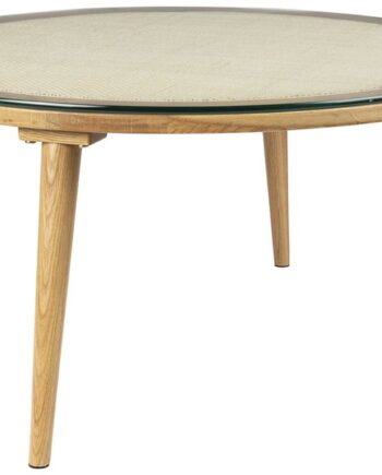 Sofabord Studio White Haru Rundt Glasbord ø70   H38 Cm Beige Egetræ