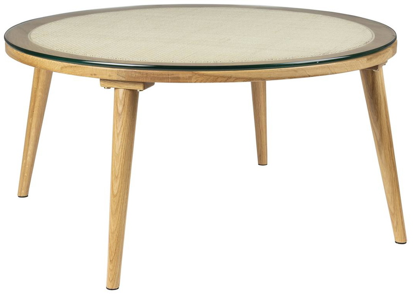 Sofabord Studio White Haru Rundt Glasbord ø70 H38 Cm Beige Egetræ