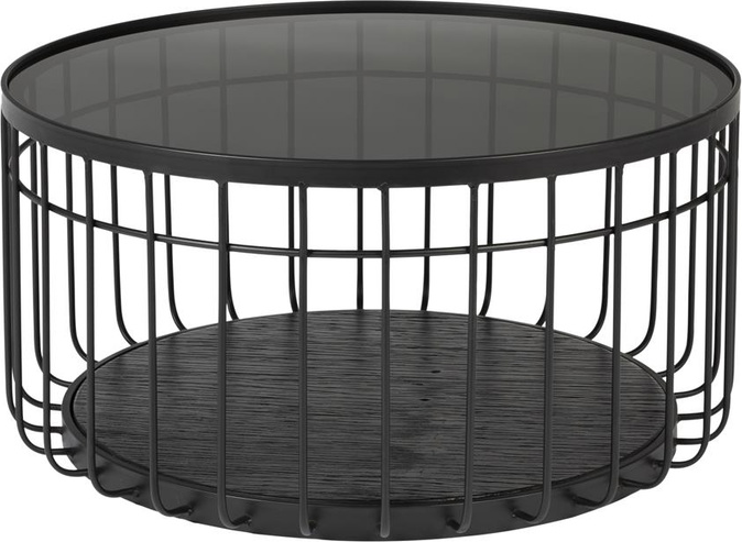 Sofabord Studio White Lance ø60 H31 Askegrå Glasbord Med Sort Metalramme