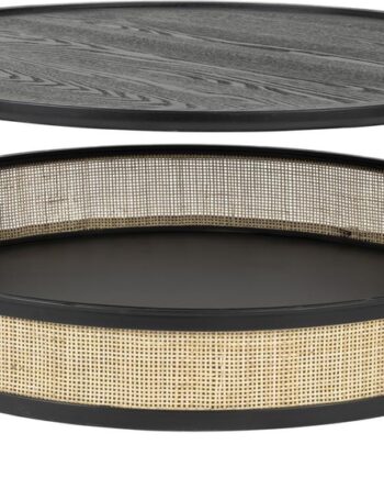 Sofabord Studio White Makoto Rundt Askegrå Rattan Kaffebord ø80   40 Cm
