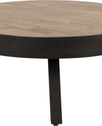 Sofabord Studio White Suri Stengrå Genbrugt Teak Metalstel ø74   H32 Cm