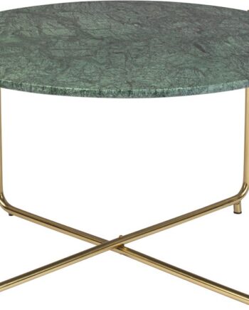 Sofabord Timpa Studio White Rundt Loungebord   Massiv Mørkegrå Marmor Med Guldfarvet Metalstel ø70   H40 Cm