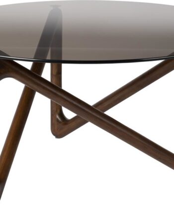 Sofabord ø80   H40 Cm Dutchbone Naia   Røget Glas Og Ubehandlet Egetræ