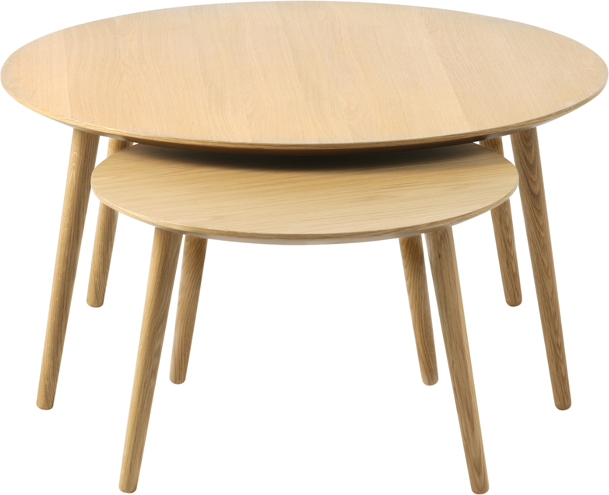 Sofabordssæt Nordique Design Adda Runde Borde Natur Egetræ Fsc-certificeret ø88 58 H45 41 Cm