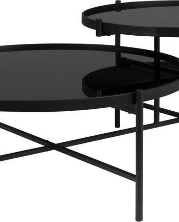 Sofabordssæt Studio White Li Rund Antracit Glas Og Metal H43 Cm