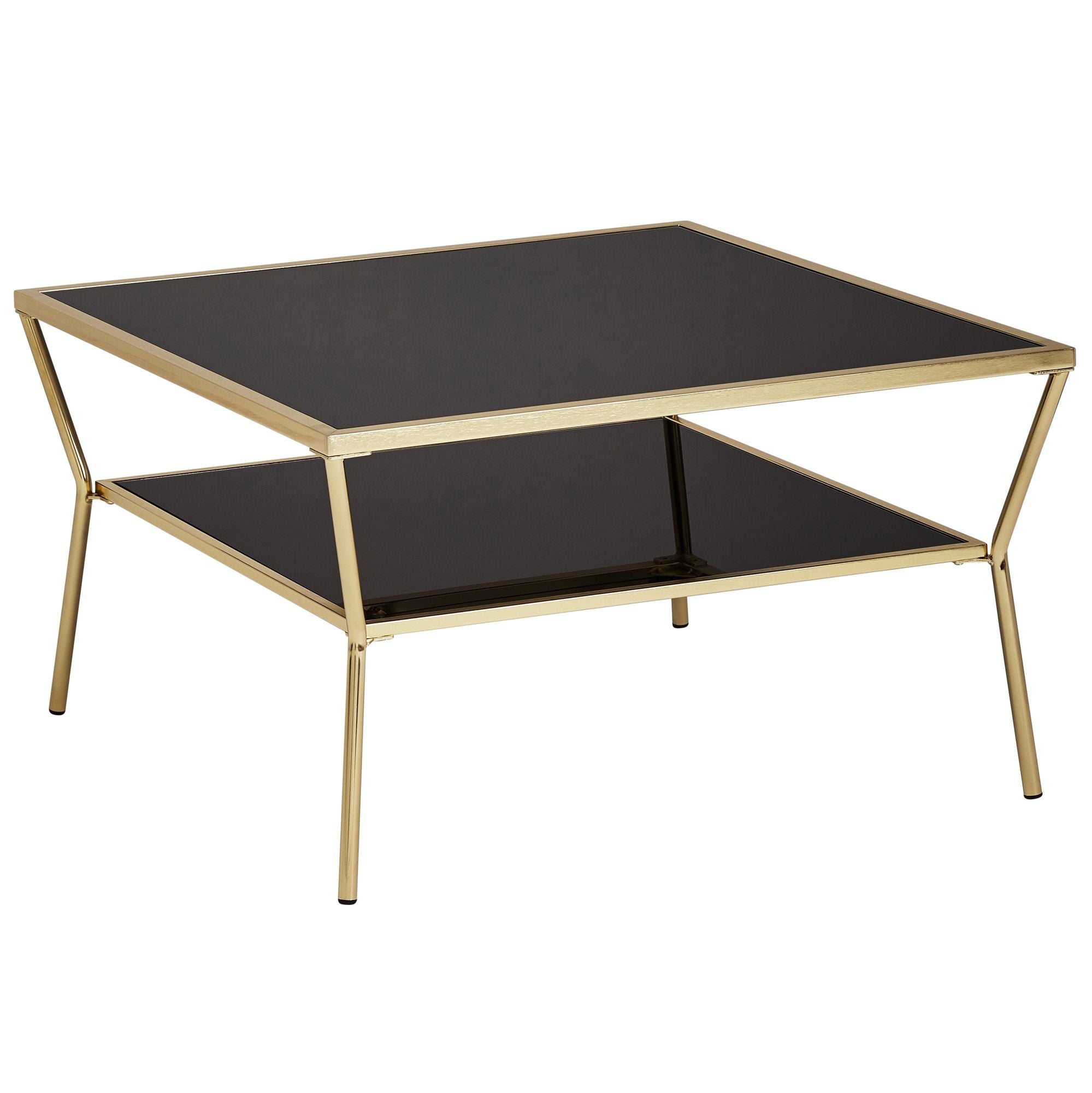 Sort Glas Sofabord Med Guld 70 40 70 Cm