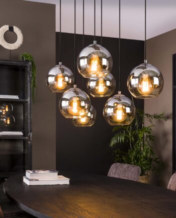 Sphere Loftlampe Med Syv Lampeskærme   Røgfarvet Glas Levering Med Pære