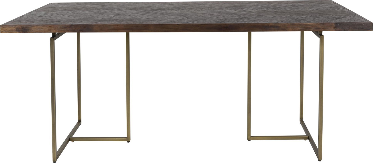 Spisebord Dutchbone Class   Akaciefiner Sildebensbordplade  Stålstel  Mørk Natur  220ã 90 Cm