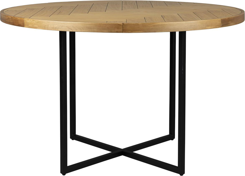 Spisebord Dutchbone Class Rundt ø120   H75 Cm Akaciefinér Natur Sort Stålstel