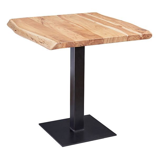 Spisebord   Massivt Akacietræ  80x75x75 Cm  Landlig Stil  Naturfarvet