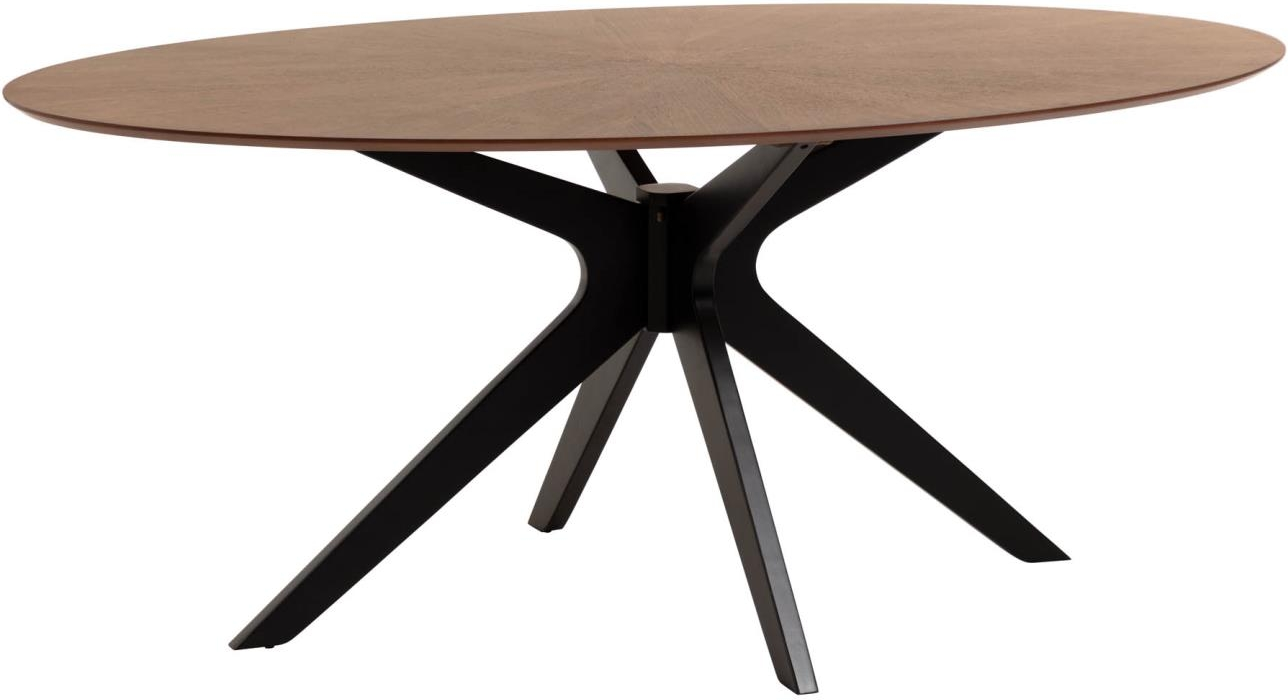 Spisebord Kave Home Naanim Valnøddetræ Bordplade Med Sorte Ben L180 B110 Cm