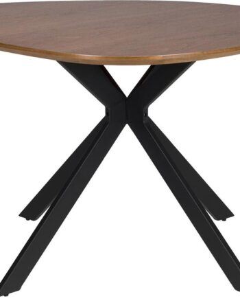 Spisebord Studio White Chase Mdf Med Mørk Valnøddefiner Og Sortlakerede Metalben 110x110x75 Cm