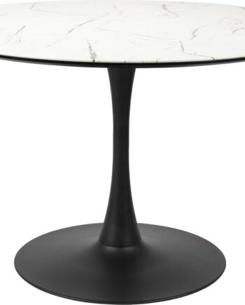 Spisebord Studio White Maru Rundt Offwhite Mdf Marmorlook Metalstel ø110   H75 Cm