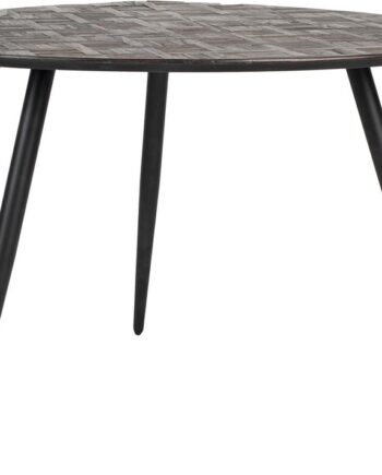 Spisebord Studio White Webster Asymmetrisk Genanvendt Teak Med Jernben 111x76 Cm Mørk Natur