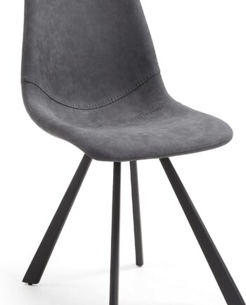 Spisebordsstol Kave Home Alve Nordisk Design   Sort Syntetisk Læder Med Pulverlakerede Stålben