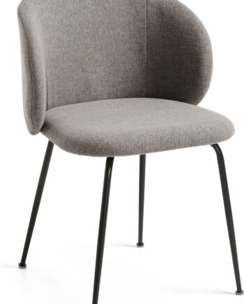 Spisebordsstol Kave Home Monna Stofpolstret Grå Med Sort Stel   Moderne Nordisk Design