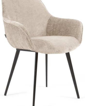 Spisebordsstol Med Armlæn Kave Home Amira Polstret Fløjls-chenille Beige