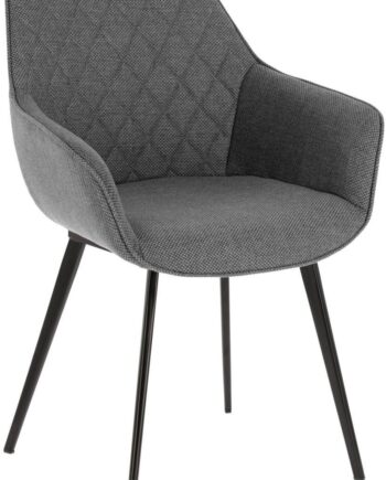 Spisebordsstol Med Armlæn Kave Home Amira Polstret Stof Grå Sort Nordisk Design