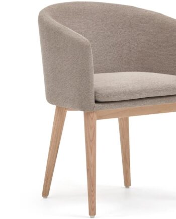Spisebordsstol Med Armlæn Kave Home Harlan   Chenille Brun Natur Nordisk Design Lænestolskomfort