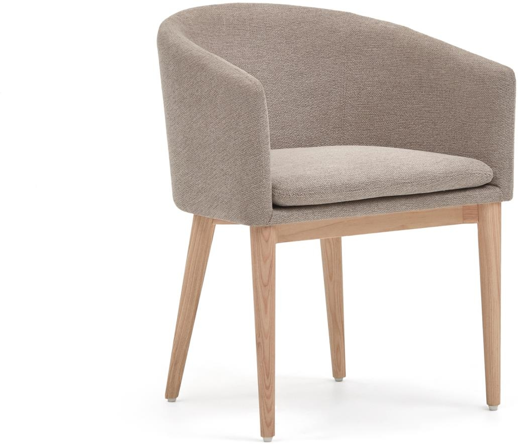 Spisebordsstol Med Armlæn Kave Home Harlan Chenille Brun Natur Nordisk Design Lænestolskomfort