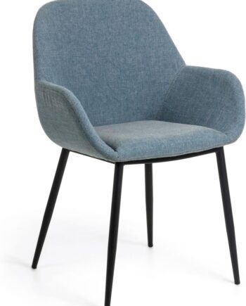 Spisebordsstol Med Armlæn Kave Home Konna Polstret Chenille Blå Sort Nordisk Design H83ã B55ã D59 Cm
