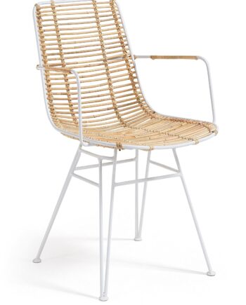 Spisebordsstol Med Armlæn Kave Home Tishana Håndflettet Rattan Natur Hvid