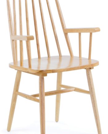 Spisebordsstol Med Armlæn Kave Home Tressia Natur Massivt Træ Vintage Kolonial Ergonomisk Komfort