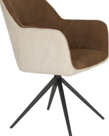 Spisebordsstol Med Armlæn Studio White Daley Kaffe Polstret Polyester Med Sort Jernstel