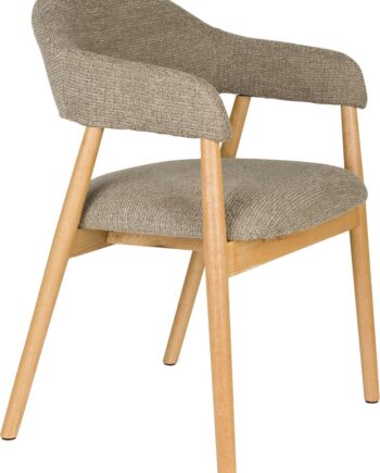 Spisebordsstol Med Armlæn Studio White Indy   Mørk Sand Polstret Polyester Med Robust Egetræstel H81xb56xd54
