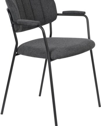 Spisebordsstol Med Armlæn Studio White Jolien Polstret Stof Askegrå H78xb60 5xl56 Cm