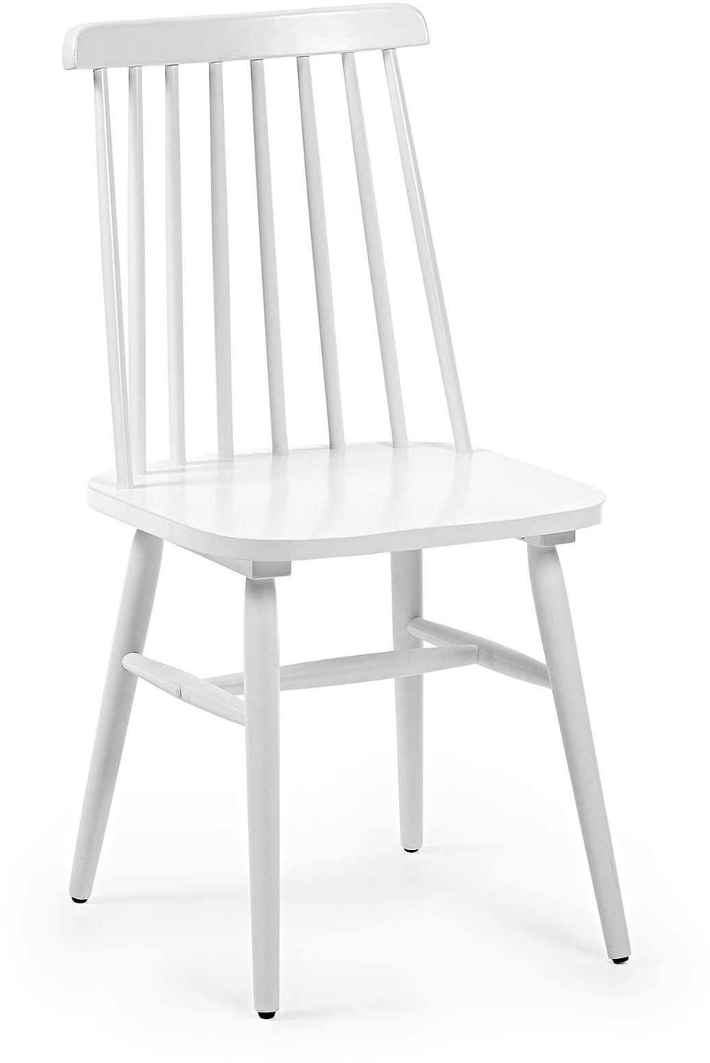 Spisebordsstol Spisestol Kave Home Tressia Hvid Massiv Gummitræ Med Kurvet Ryglæn Tidløst Kolonial Vintage Nordisk Design